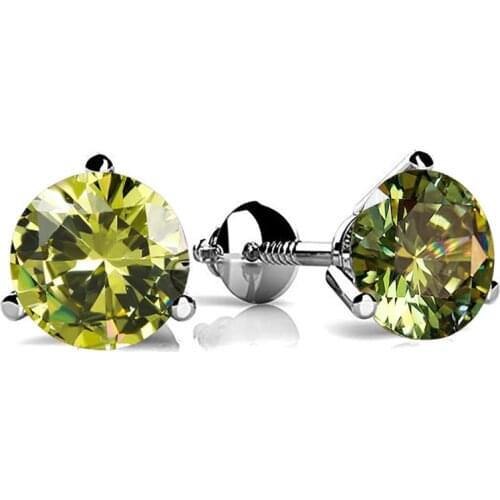 3 Prong Round Multicolor Crystal Zircon Screw Back Earrings For Women Fashion Mystic Rainbow Stone Stud Earrings Wedding Jewelry