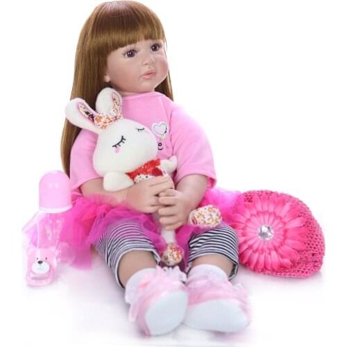 60cm Silicone Reborn Baby Doll Toys 24 inch Vinyl Princess Toddler Babies Dolls Girls Birthday Gift Present bebe menina reborn