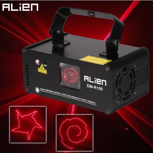 ALIEN Remote 100mw RED Laser Stage Lighting Effect DMX 512 Scanner Projector for DJ Disco Party Bar Dance Club Holiday Christmas