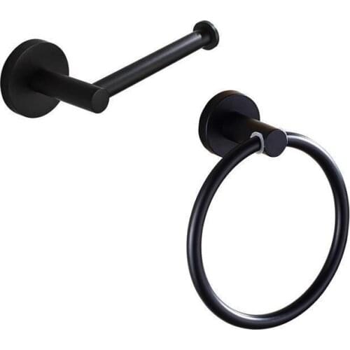 Modern Design Stainless Steel Black Towel Ring Towel Rack Round Wall-mounted Towel Rack Bathroom Accessories Hardware
