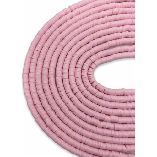 6mm Light Pink Color Polymer Clay Fimo Bead String, 40cm Dough Beads Fimo Series