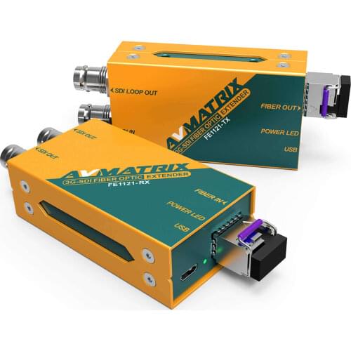 AVMATRIX FE1121 3G-SDI Fiber Optic Extender 20km Local SDI Loop Out and Dual SDI outputs and Supports 3G/HD/SD SDI Signals