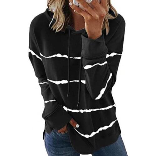 Sweatshirt Tops Casual Long Sleeve Pullover Stripe Print Women Oversized Hoodie Sweatshirt Women Stripe Hoodies Loose Tops
