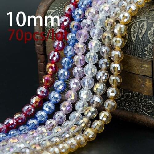 10mm 72pcs/lot 96 Faceted Round Crystal Glass Beads Spacer Loose Beads for Necklace and Bracelet DIY Making