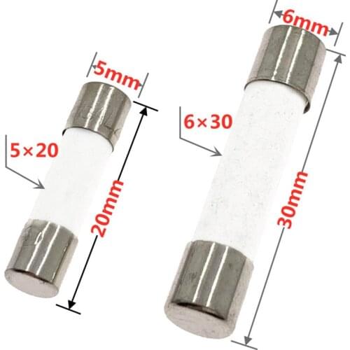 10pcs/lot Sell 5*20mm 6*30mm Fast Blow Tube Fuses Mm 250V 0.1 0.2 0.3 0.5 1 2 3 4 5 6 8 10 15 20 25 30A AMP Fuse Ceramic Fuse