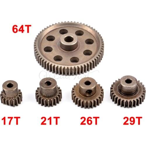 11184 Steel Metal Spur Diff Main Gear 64T Motor Pinion Gears 17T 21T 26T 29T 11189 11176 11181 11119 For RC HSP Redcat RC Truck