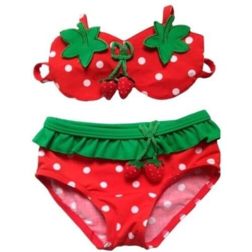 2019 Summer Beachwear Women Girl Bikini Set Swimsuit Beachwear Swimwear Strawberry Print Shape monokini bikini Cute