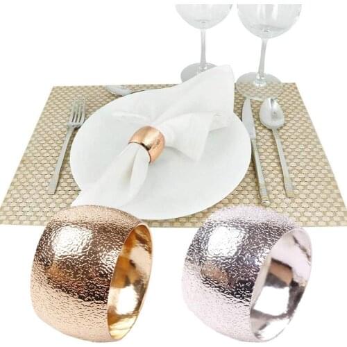 Top 4pcs/Set Metal Napkin Rings For Wedding Christmas Buckle Party Serviette Table Holder Hotel Kitchen Decor Napkin Round M8K2