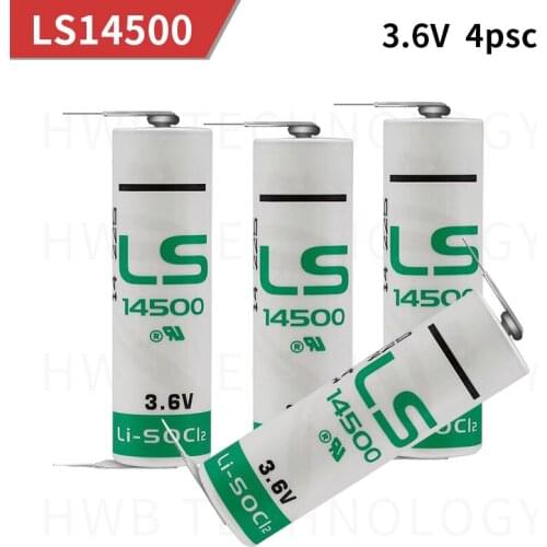 4PCS/lot New for SAFT LS14500 AA ER14505M 3.6v 2600mah lithium battery, with solder pins equipment and instruments battery