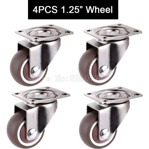 Brand New 4PCS 1.25Inches Heavy Duty Metal Top Swivel Wheels Tpe Rubber Super Mute Furniture Casters