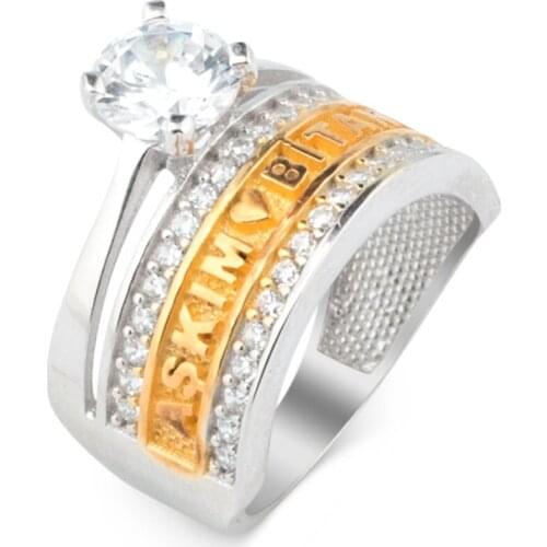 925 Sterling Silver Solitaire Ring with My Love Written in English