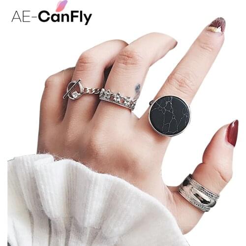 AE-CANFLY Retro 4pcs/set gold ring set for women fashion Knuckle Rings Gift 1D4030