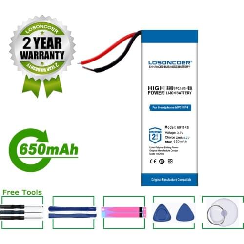 LOSONCOER Battery 601148 601250 650mAh Battery Rat9 R.A.T 9 ,601248 Used For Bluetooth MP3,MP4,MP5 GPS DVD