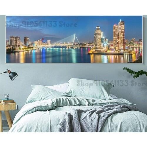 Custom photo Full Square，Round Drill 5D DIY Diamond Painting Rotterdam skyline diamond Embroidery Cross Stitch Decor Gift GG3642