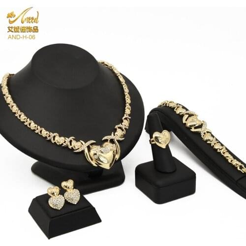 ANIID XO Necklace African Dubai Gold Jewelry Sets For Womens Golden Earrings Indian Wedding Nigerian Moroccan Islamic Italian