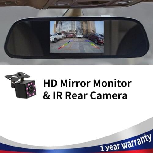 Car Rearview Mirror Monitor HD Video Auto Parking Monitor TFT LCD Screen 4.3/5 Inch Display With Night Vision Reversing Camera