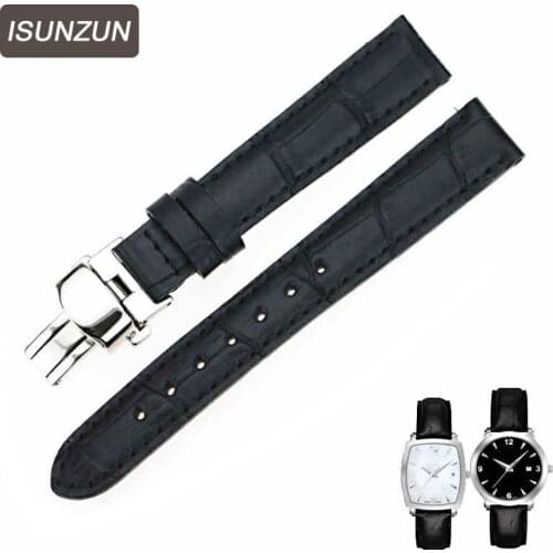 ISUNZUN 13 mm Bracelet for Tissot 1853 T057.910 T057.210 leather T057 Alternative Black Replacement Watch Strap Belt Mannen Hour