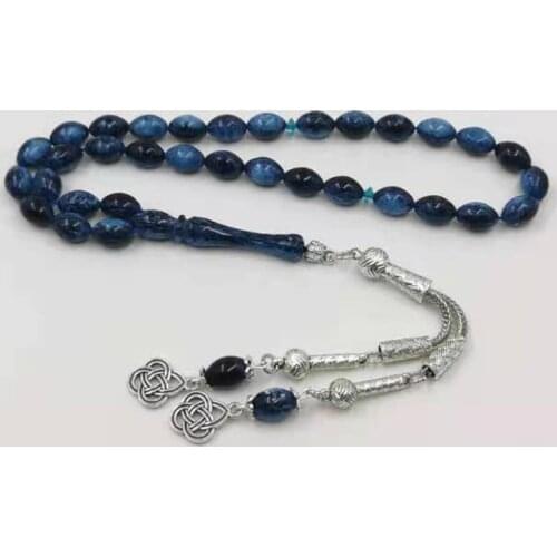 Blue Resin Tasbih bracelet 33 prayerbeads metal tassel islamic arabic fashion rosary Kuwait New design Misbaha Rosary