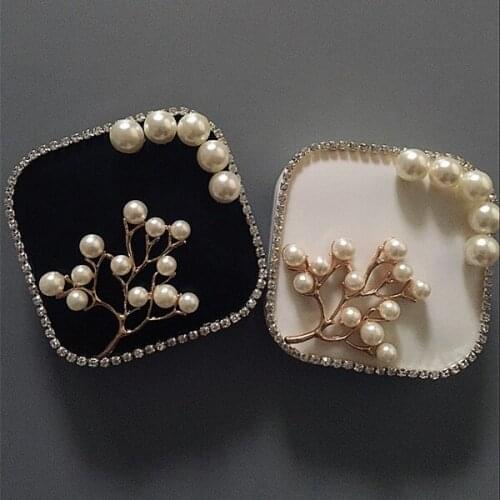 LIUSVENTINA Hand Made DIY Cute Pearl Tree Diamond Contact Lens Case With Mirror Box Container for Color Lenses Birthday Gift