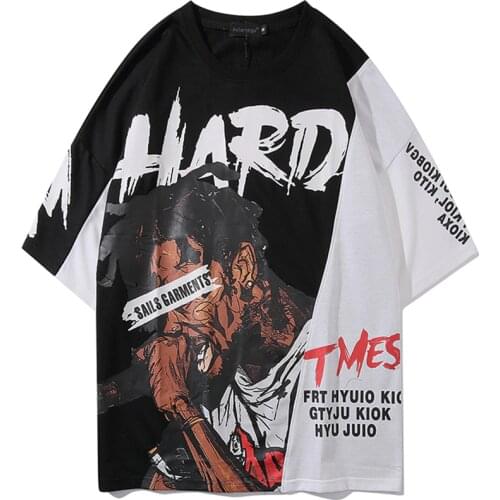 Aolamegs Mens T Shirt High Street Hip Hop Oversize All-match Letter Picture Print Colorful Lovers Fashion Summer Streetwear