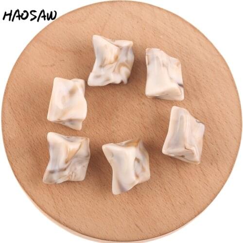 HAOSAW 15*21MM 10Pcs/Lot Irregular Stone Beads/Double Colors/Ivory Brown Beads/Jewelry Accessories/DIY Jewelry Making/HandMade