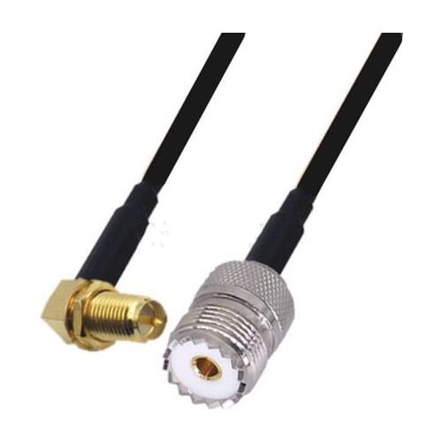 RG58 Cable RP-SMA Female Right Angle to UHF SO239 Female Connector WiFi Antenna Extension Pigtail jumper cable