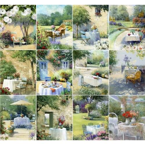 AZQSD Painting By Numbers Landscape Home Decoration Acrylic Paint DIY 40x50cm Pictures By Numbers Garden Handmade Gift