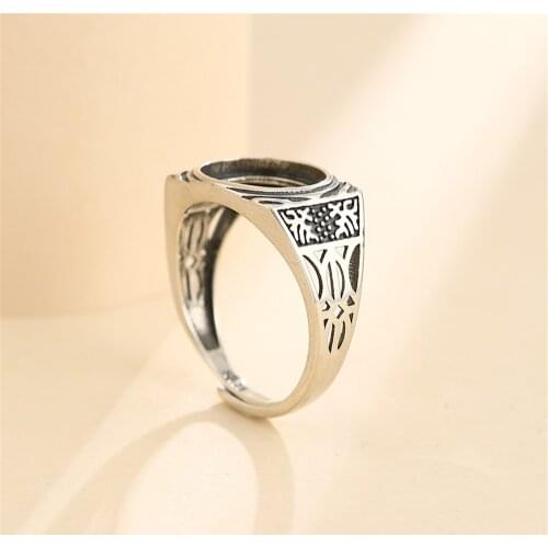 Ring Setting for 10x12mm Oval Cabochons Ring Blank Thai Sterling Silver Adjustable Band Ring Base SR0007