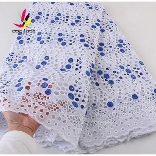 New Cord Lace Fabrics Swiss Voile Lace Nigerian Cotton Fabric Hollow Out Embroidery Cotton Dry Lace Fabric with Stones 2021