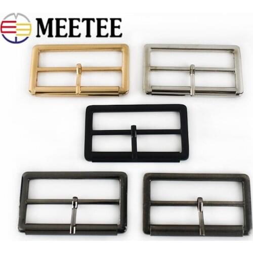 Meetee 10/20pcs 40/50mm Metal Tri-Glide Pin Buckle for Bags Shoes Strap Adjust Roller Belt Buckles DIY Webbing Leather Accessory