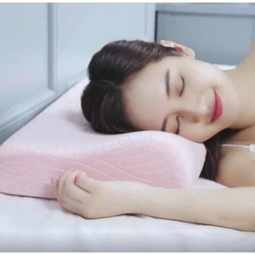 Memory Foam Bed Orthopedic Pillow for Neck Pain Sleeping Health with Embroidered Fine Velvet Pillowcase Home 60*30cm Top F0436