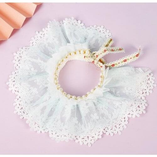 Cute Pearl Lace Pet Dog Cat Scarf Dog Cat Collar Pet Neckerchief Pet Bibs Puppy Cat Neck Scarf Fashion Pet Grooming Accessories