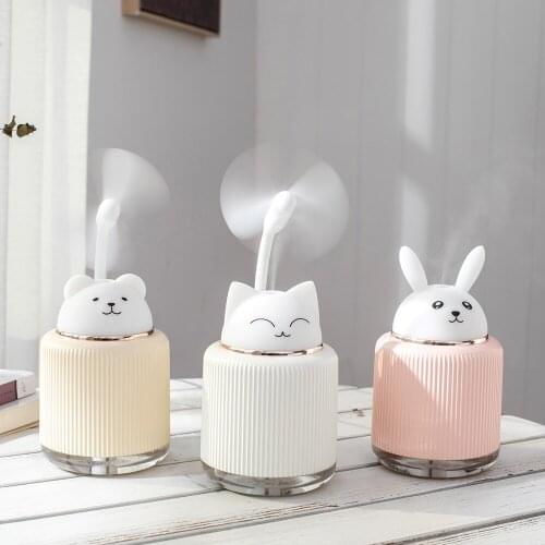 Mini Air Humidifier Aromatherapy Diffuser 300ml Cute USB Essential Oil Diffuser Aroma Humidifier With A USB Fan And Night Light