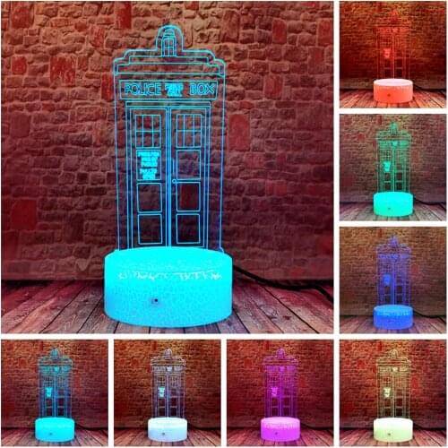 TARDIS Model 3D Illusion LED Nightlight 7 Colors Change Lamp Doctor Who action & toy figures Kids