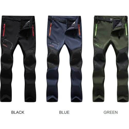 Men Hiking Pants Water Resistant Winter reflective Pants with Pockets Fleece Lined Pants for Outdoor Mountaineering Snowboarding