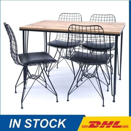 Kitchen Dining Table Set Furniture Chairs Metal Legs Wooden Top Panel Luxury Modern Made in TURKEY