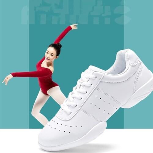 New white sneakers for girls Modern/Jazz/Hip-Hop Dance Shoes Athletic Aerobics Shoes Soft-soled Flat Heel Fitness Sneakers