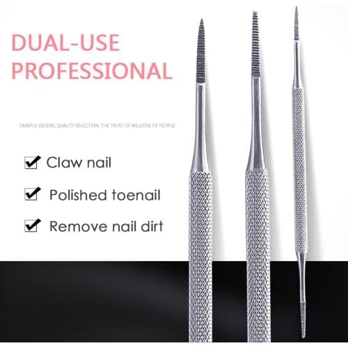 1pcs Stainless Toe Nail File Double Ended Pedicure File Satin Edge Ingrown Toe Nail Lifter Buffing for Nails Manicure Tools New