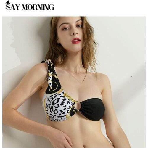 SAY MORNING 2021 Summer New Arrival Bikini Set One Shoulder Swimsuit Sexy Print Girl Beach Bathing Suit Swimwear Biquinis