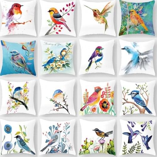 Bird Flower Animal Decorative Cushions Pillowcase Polyester Cushion Cover Throw Pillow 45*45 Sofa Decoration Pillowcover 40881