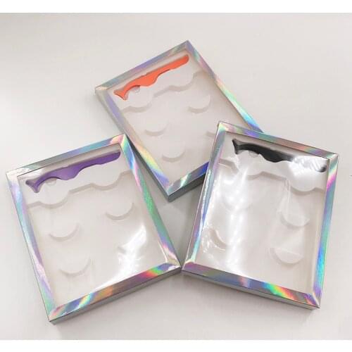 Empty Eyelashes Packaging 3pairs Boxes with Colorful Lashes Tweezers Eyelash Box