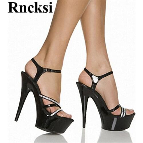 Rncksi Hot Sexy Women Shoes 15cm High Heel Pole Dance Platforms Star Model Sexy Sandals Night Club Party Wedding Dress Sandals