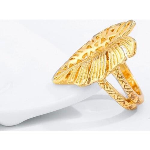 SophiaXuan 2021 Hawaiian Turtle Leaf Rings Alloy Hollow Plant Jewelry Womens Gifts Ring Fashion for Women Polynesian Gold Color