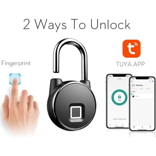P22 Fingerprint+tuya APP Smart Lock Household Dormitory Locker Warehouse Door Anti-theft Electronic Padlock Door Luggage Lock