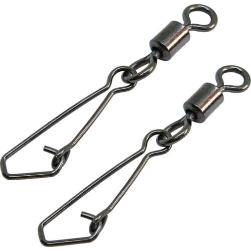 20pcs Fishing Swivel Hook Rolling Swivel With Hooked Snap Stainless Steel Sea Fishing Tackles Connector Pesca Emerillon Peche