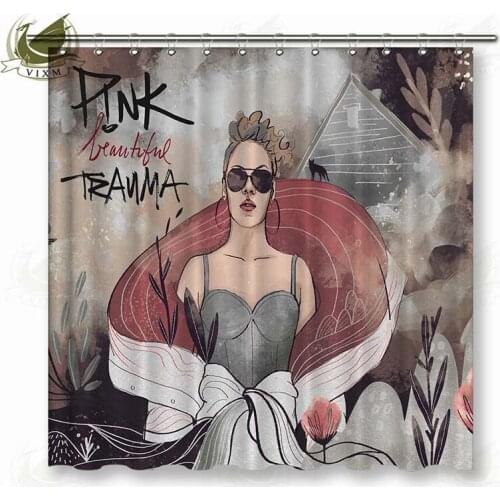 Vixm Maison P! nk Shower Curtains Polyester Fabric Curtains For Home Decor