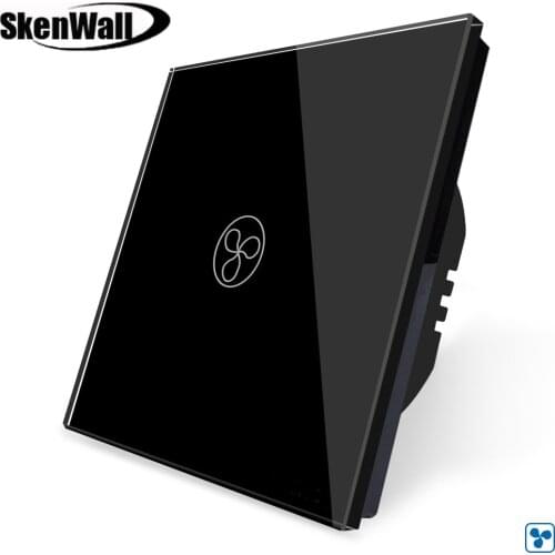 EU Standard Smart Home 1 Gang Luxury Crystal Glass Panel Fan speed Touch Screen Switch 1 2 3Gang 1 Way Touch Lamp Switch