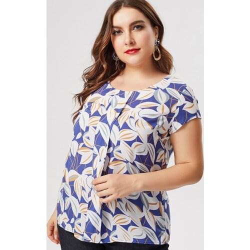 2020 Summer mom clothes Short sleeve Printed Floral shirt blouse fashion ladies Vintage elegant Plus Size Womens Tops