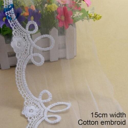 10yards 15cm width Cotton embroid lace sewing ribbon guipure trim dolls lace knitting DIY Garment Accessories wedding lace#3422