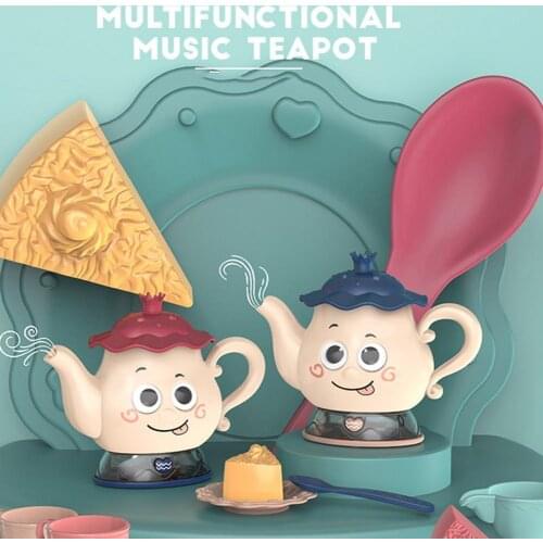 2 Colors Creative Simulation Teapots Lighting Sound Effect Role-playing ABS Educational Pretend Play Tea Set Toy for Kids